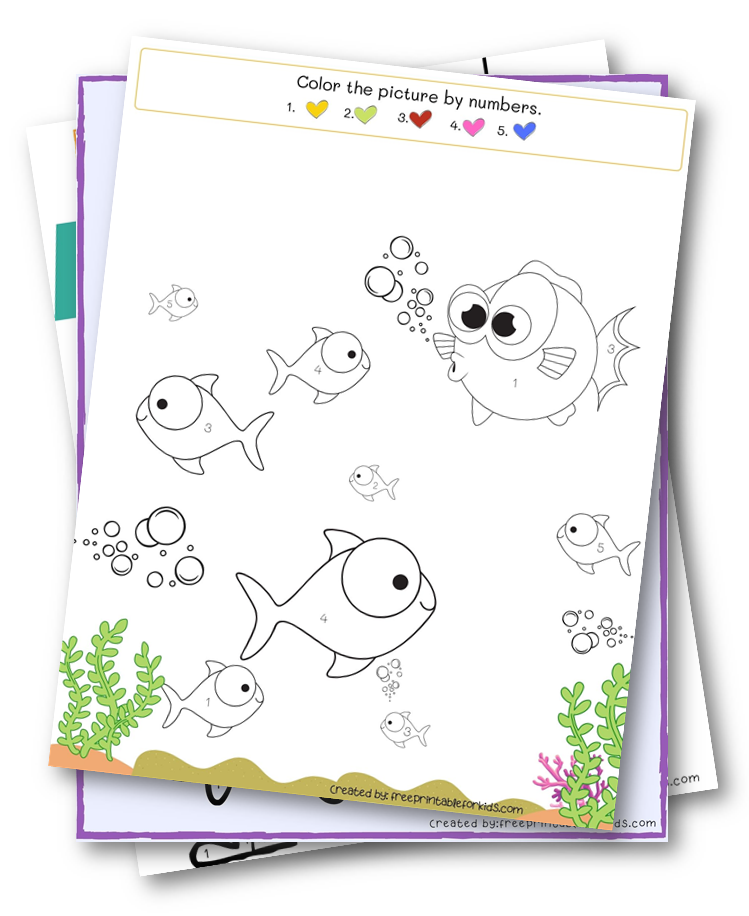 Color by number pictures - FREE educational printable worksheets for kids