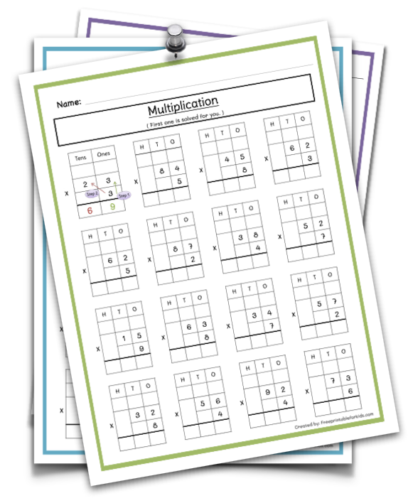 Multiplication: Two-Digit worksheets to practice. Just download and print