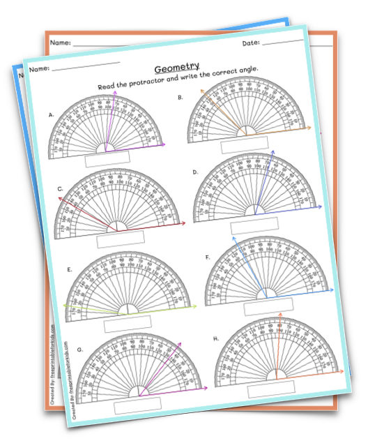 protractor reading worksheets for fourth grade download and practice